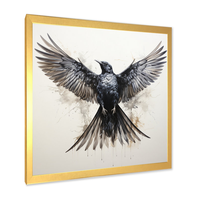 Grey Flight Of Grace II - Animals Canvas Art Print, Cadre doré à une seule photo, H 36 po x l 36 po x P 1,5 po
