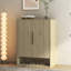 Range-chaussures en bois avec portes et tablettes réglables-1185687840