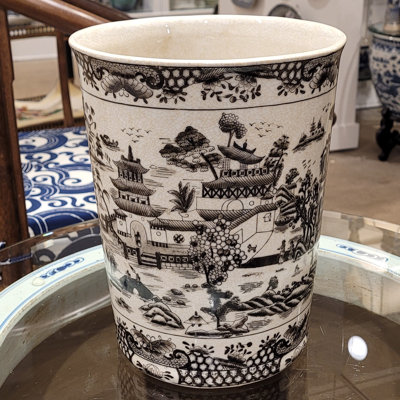 Poubelle en porcelaine noire / blanche