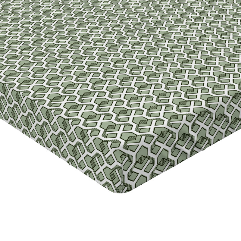 Drap-housse Ambesonne, paquet de 2, Drap-housse de taille très grand, Formes géométriques vert sauge pâle