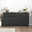 Commode 9 tiroirs pour chambre à coucher avec grands tiroirs, commode en bois, grande commode de plancher, long meuble télé moderne, table d'appoint avec rangement Mid-Century, noir-1046362054