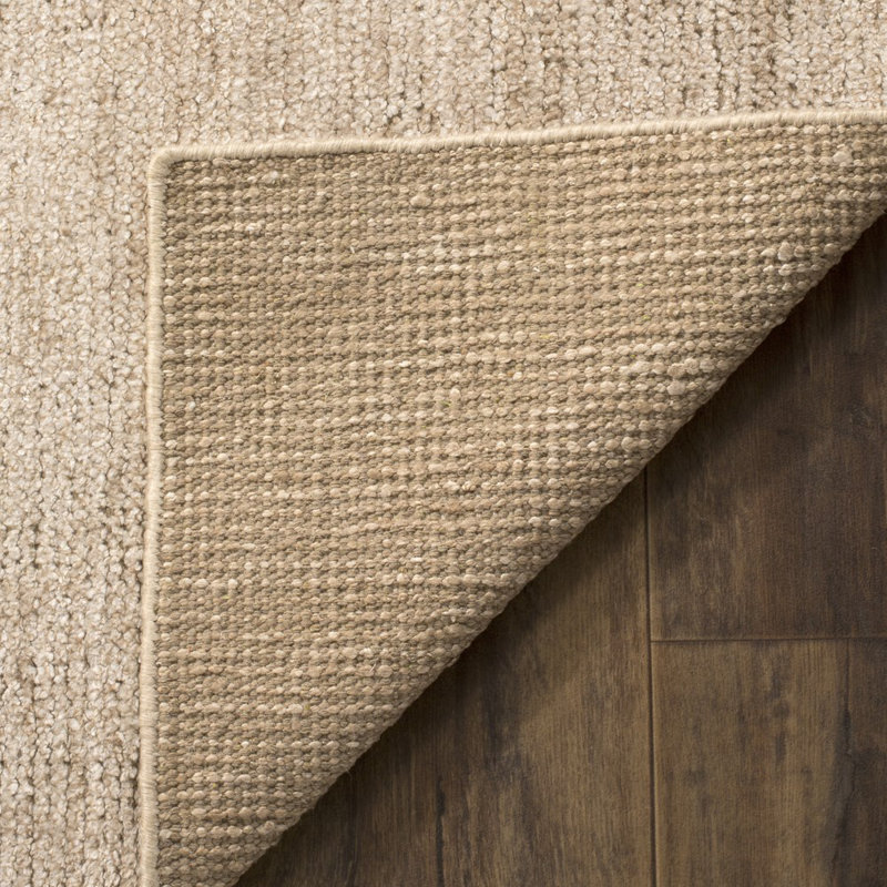 McArthur Stone Wash Hand Knotted Viscose/Cotton Solid Color Rug in Beige, Rectangle 4' x 6'
