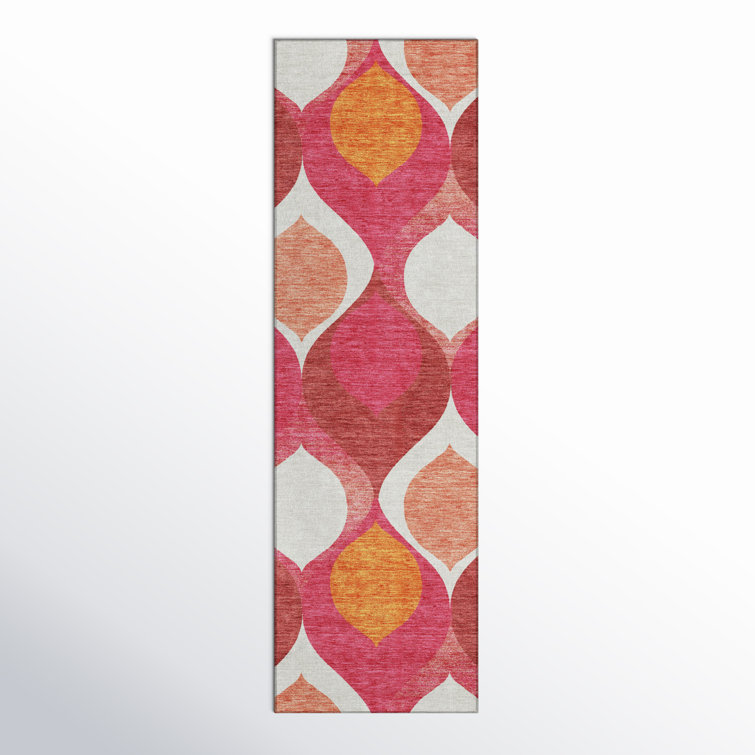 Machine-Washable Stain Polyester Resistant Geometric Area Rug
