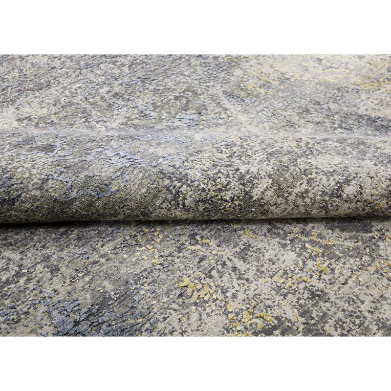 Hand Knotted Abstract Area Rug, Rectangle 9' x 12'