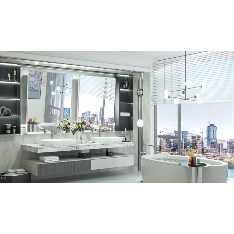 Miroir de salle de bain Myleesha, 40 po x 30 po, Argent