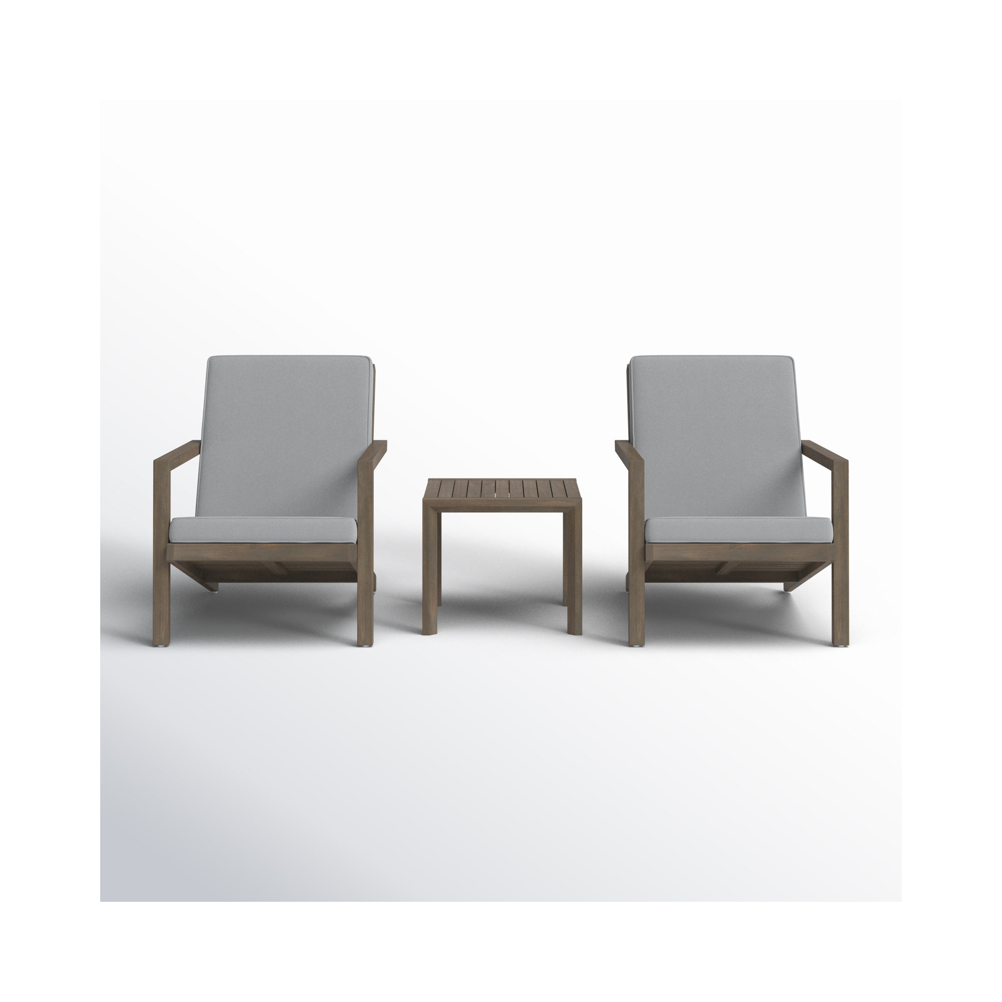 Aubrieana 3 - Piece Acacia Seating Group with Cushions, Brown, Blue