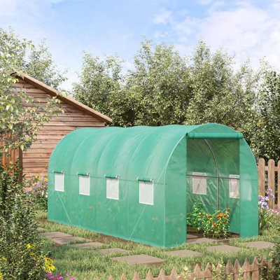 Outsunny 15' X 7' X 6.5' Walk-In Tunnel Hoop Greenhouse