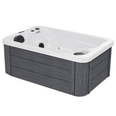 Spa 2 places en acrylique, prêt à l'emploi, avec ozoniseur, éclairage DEL, cascade et jets réglables, gris anthracite