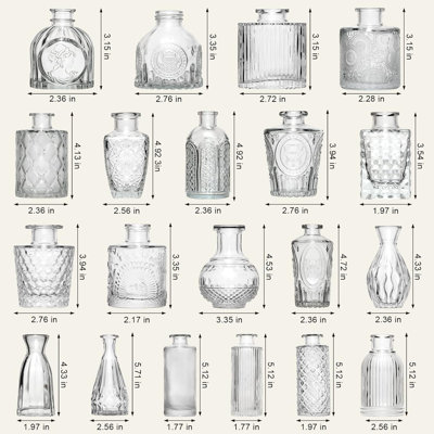 32 vases en verre transparent 32 pièces - Petits vases rétro pour fleurs, centres de table et décoration intérieure
