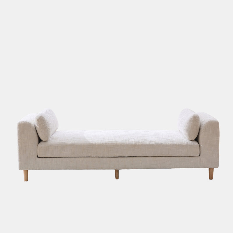Banc rembourré en chenille avec structure en bois massif, capacité de poids de 450 lb, entrée moderne et banc de bout de lit