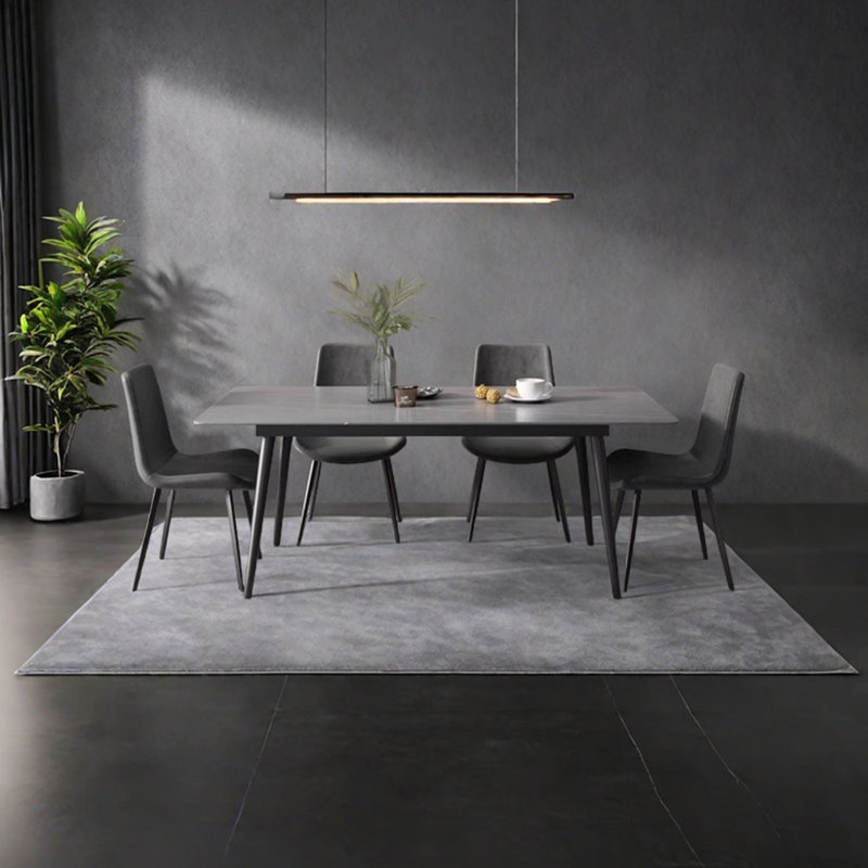 Gray Rectangular Rock Slab Dining Table, 29.52"H x 70.86"L x 35.43"W