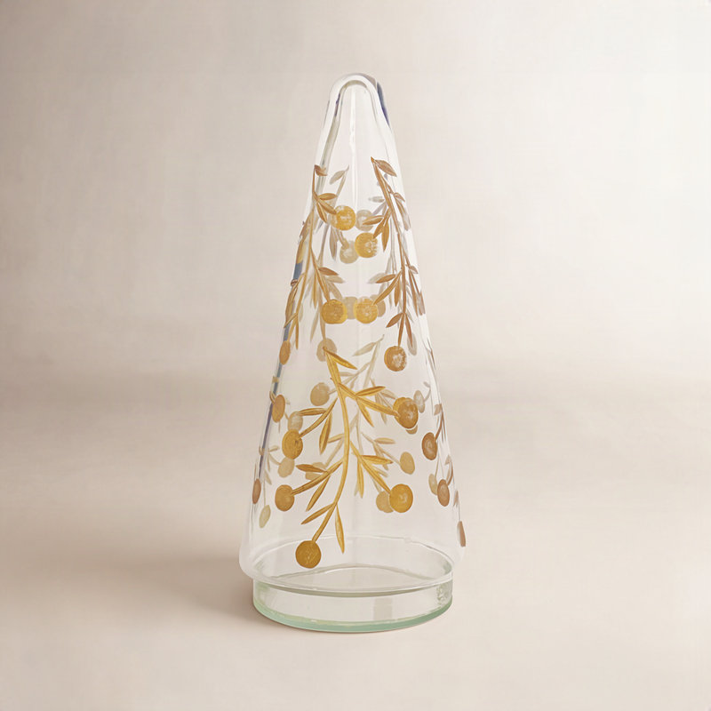 Gold Etched Handblown Glass Tree