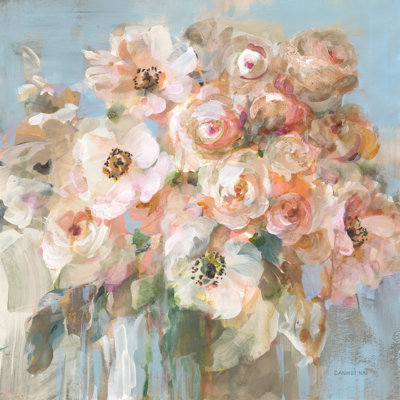 Blushing Bouquet Crop 1 Piece Wrapped Canvas Wall Art