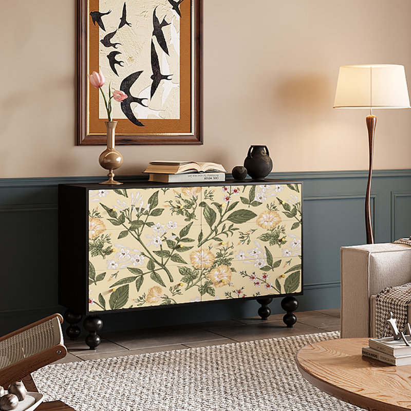 Armoire de rangement élégante et élégante, Noir / crème/ vert