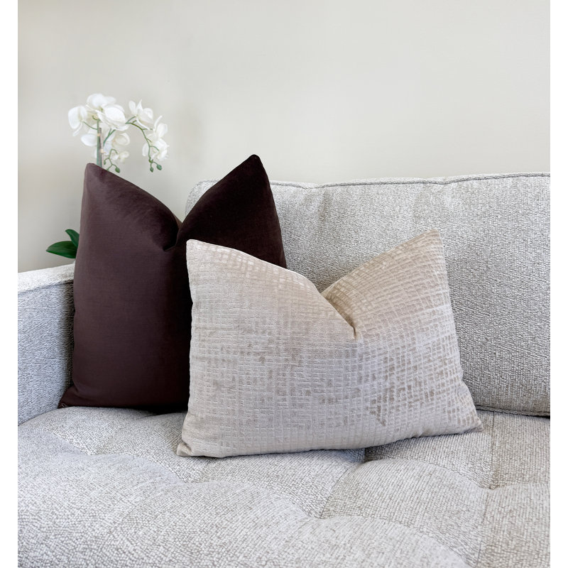 Housse de coussin en velours texturé, Naturel, 14 x 20 po