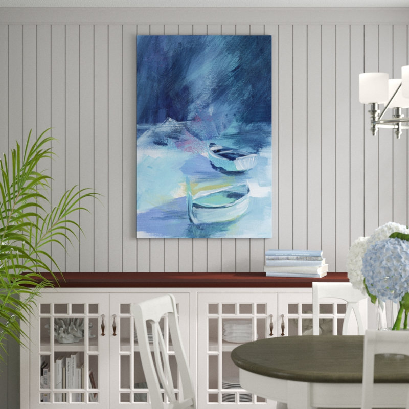 Cove Boats II - Painting on Canvas, Wrapped Canvas, 122cm H x 81cm W
