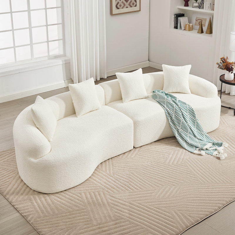 Canapé incurvé sans arête, canapé modulaire à compression, blanc haute densité, canapé-lit pour salon, salon, appartement, chenille