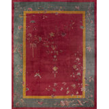 Knotted Wool Chinese Rectangle Antique Room Size - Art Deco 1920s Rug
