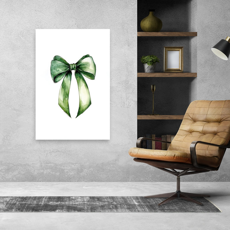 Elegant Green Bow Classic Elegant Abstract Forest Wall Art Print by Pictufy Studio IV - Wrapped Canvas Print