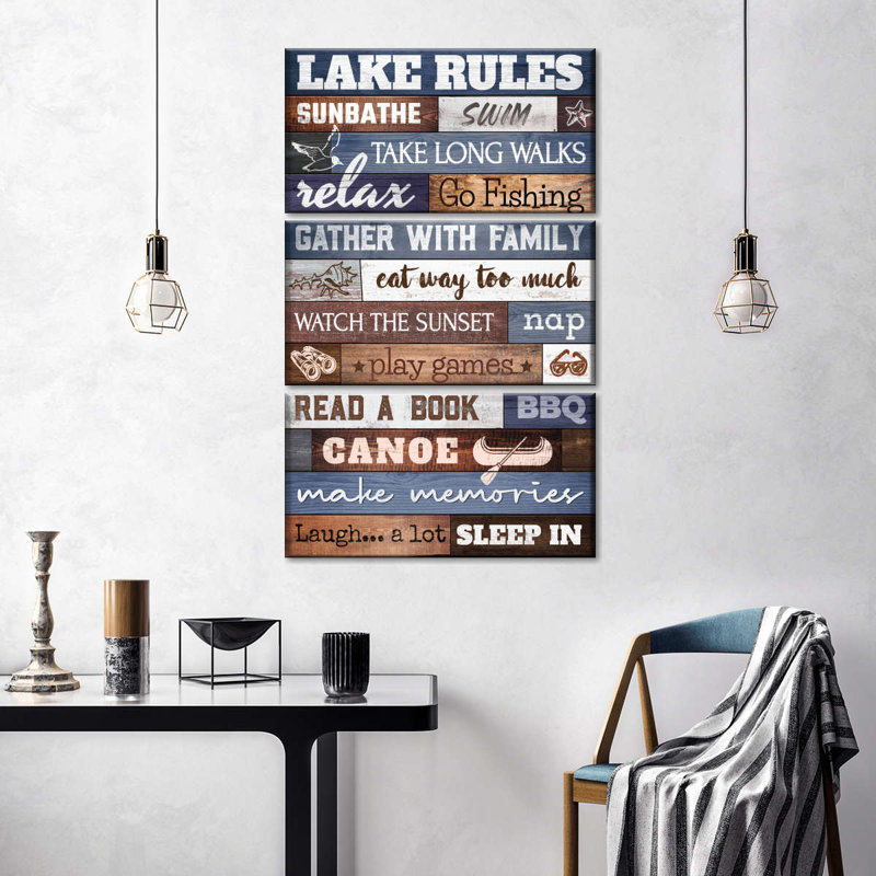 «Lake House Rules», impression sur toile, H 24 po x l 38 po x P 1,25 po