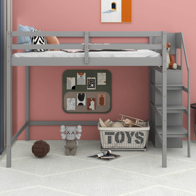 Lit mezzanine double Jahmel Kids, Gris