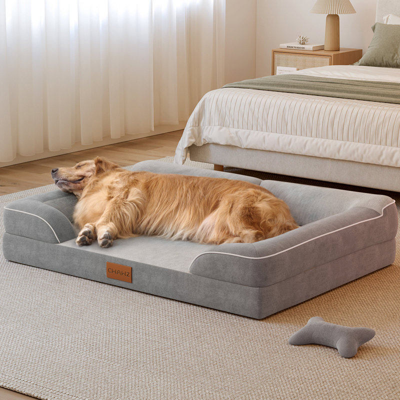 Lit orthopédique pour chien de très grande taille, H 9 po x l 45 po x P 35 po, Gris clair