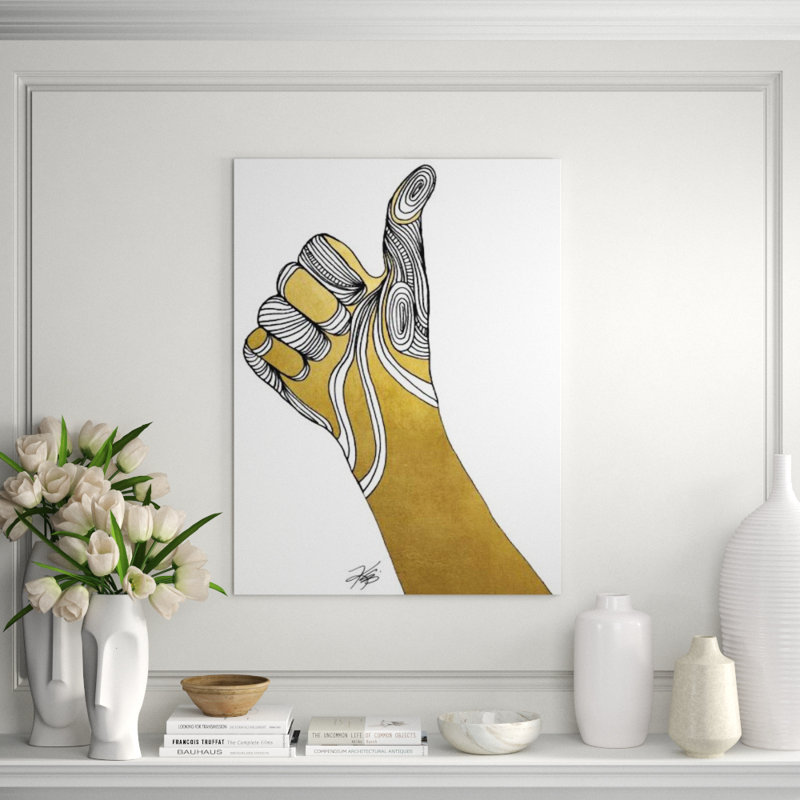 Sign Language VII Print by Kelli Ellis, 32" H x 24" W x 1.5" D, Gilded Gold