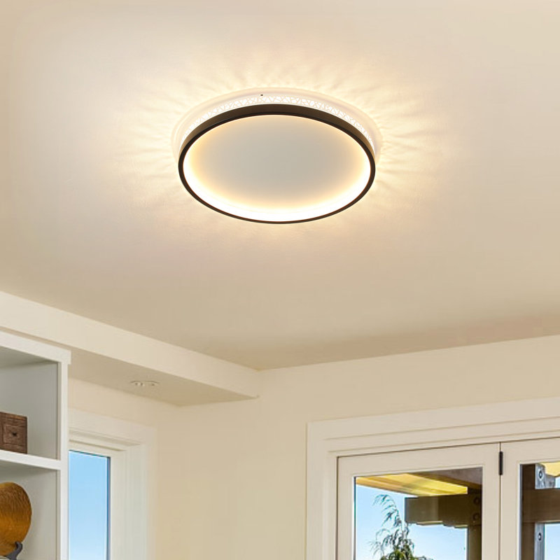 Plafonnier encastré à DEL Deontee, Noir mat, H 2,22 po x l 11,8 po x P 11,8 po