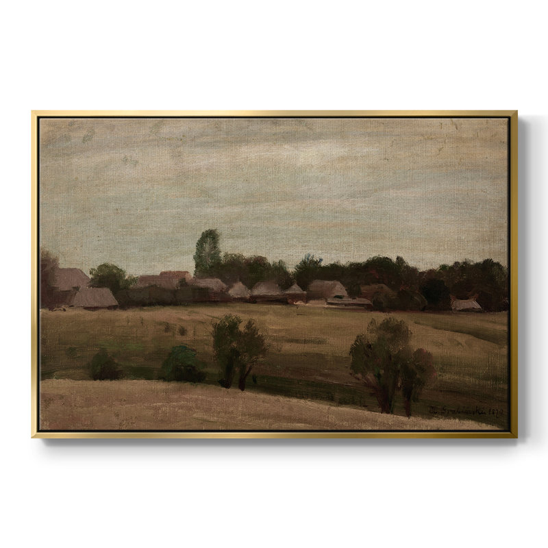 Paysage rétro - Toile tendue avec châssis encadré, Or, H 17 po x l 25 po