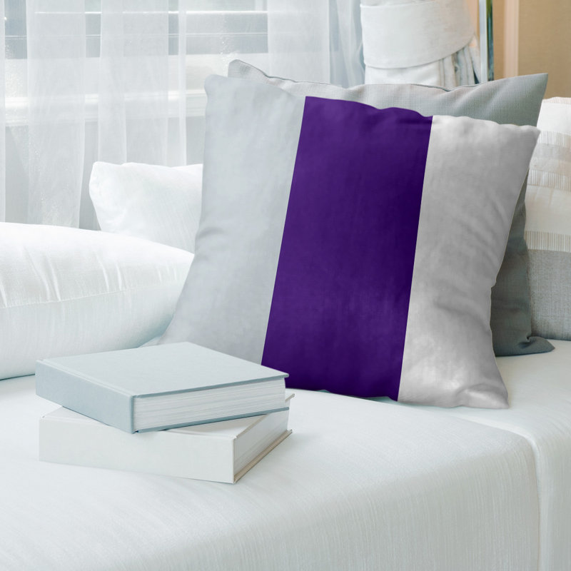 Housse de coussin Colorado, 26 po x 26 po, Mauve / Blanc / Argent, Pas de bourre