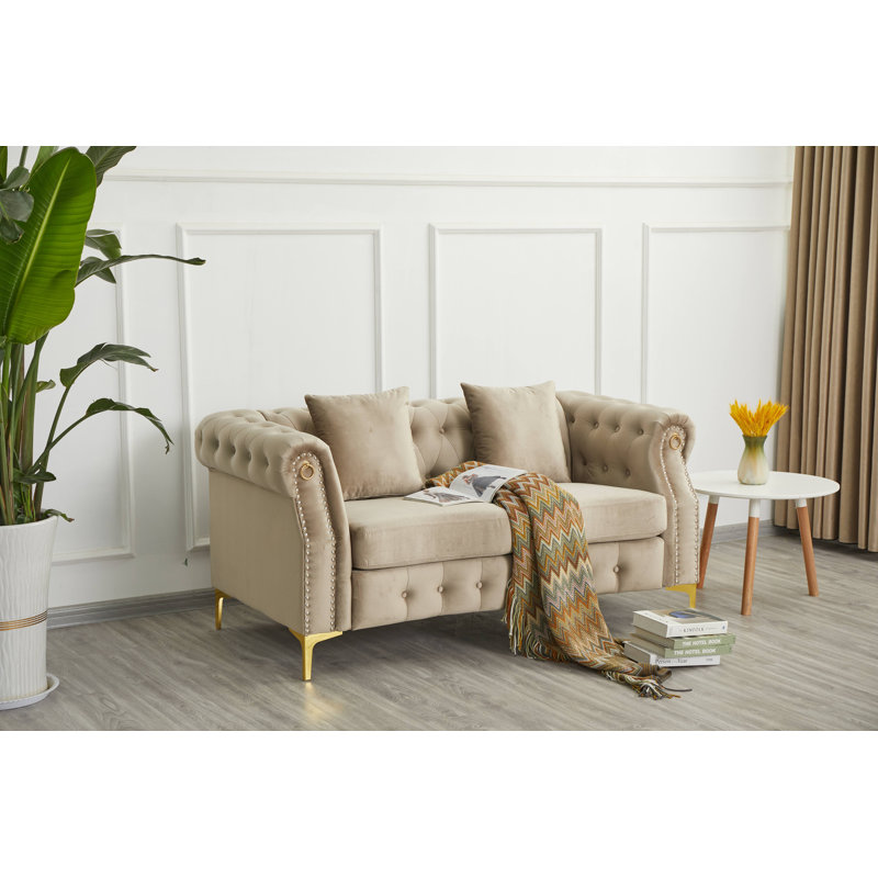 Canapé rembourré avec pieds en métal, Beige