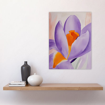 Crocus Flower Lilac Abstract Watercolour Wall Art Print