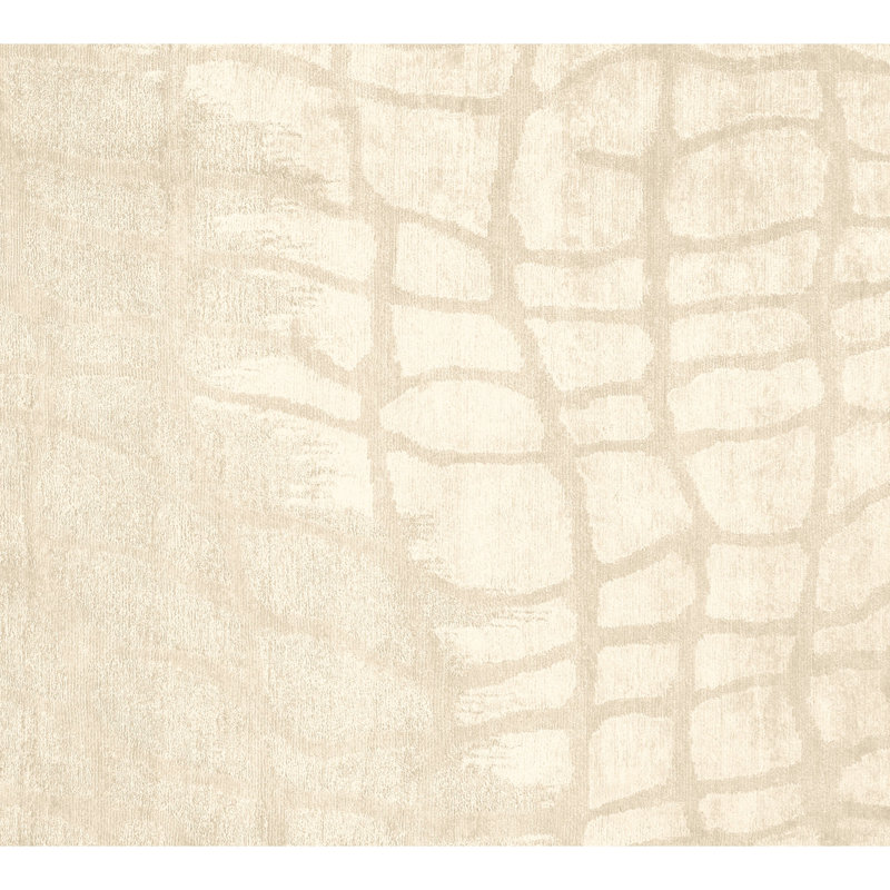 Hand Knotted Abstract Area Rug in Eggshell, Rectangle 8' x 10'