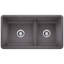Precis SILGRANIT 33" L x 18" W Double Bowl Undermount Kitchen Sink with Low Divide-34379684