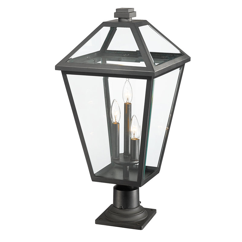 Anaye Post Mounted Light, Black, Beveled, 25.25" H x 12.25" W x 12.25" D