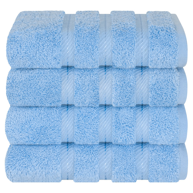 Ensemble de 4 serviettes en coton Edison, Bleu ciel