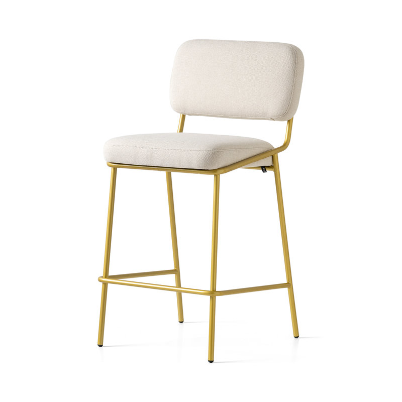 Sixty Upholstered Counter Stool with Metal Frame, Painted Brass, Sand, Counter Stool (25.63" Seat Height)