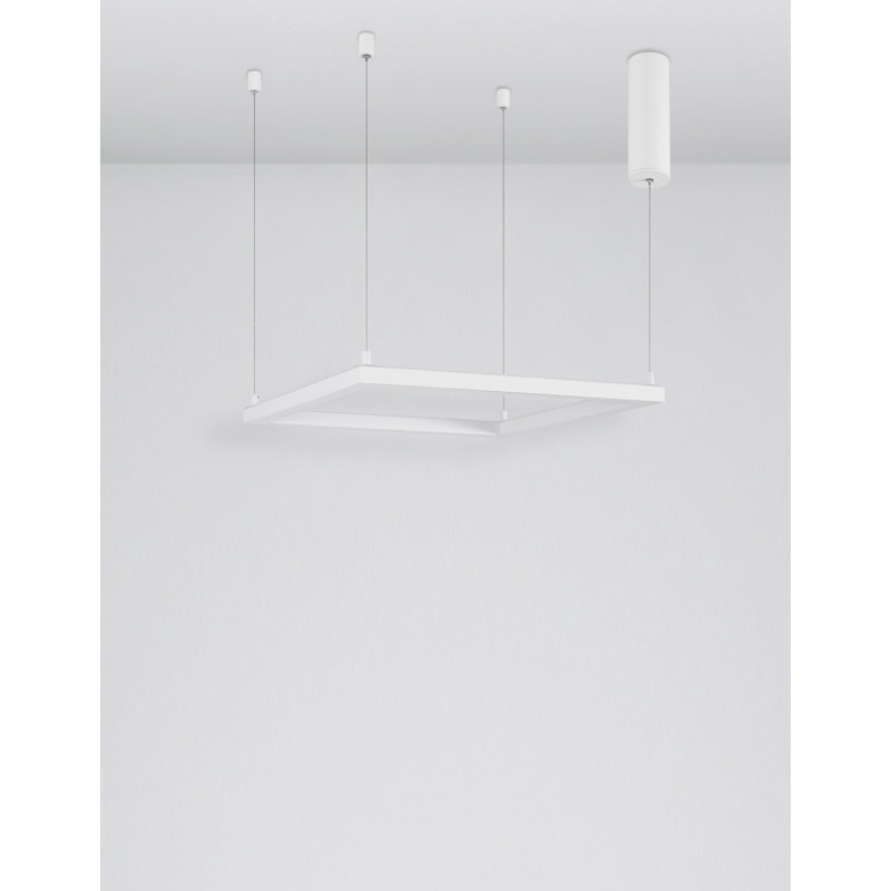 1 - Light LED Geometric Pendant, 120cm H x 50cm W x 50cm D, White