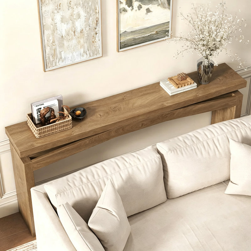 Console Mid-Century, H 31,5 po x l 70,9 po x P 11,8 po, Brun, Brun, Brun