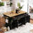 54inch Large Kitchen Island with Rubber Wood Drop Leaf, Embossed Texture Rolling Kitchen Cart on 4 Wheels with 4 Doors and 3 Drawers-1854671799