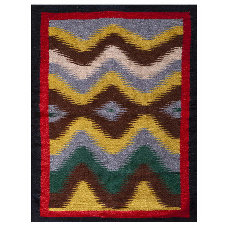 Vibrant Colorful Antique Small Scatter Size Native American Navajo Rug