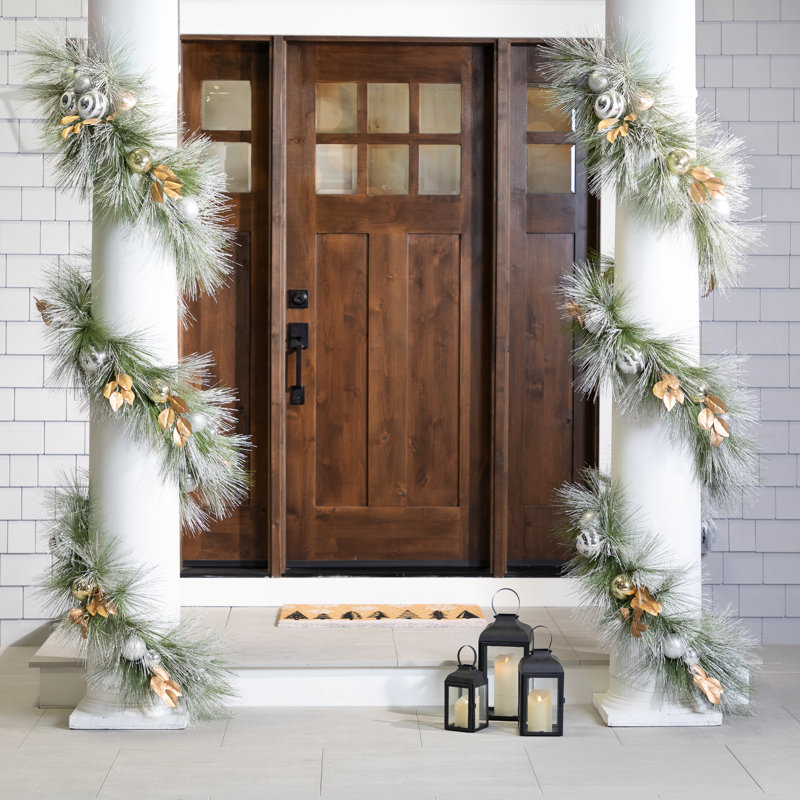 Flocked Pine And Ornaments Artificial Christmas Garland - 10' X 15" - Unlit