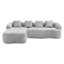 Canapé modulaire en L gris avec méridienne incurvée, conception à compression complète, 4 sièges pour un appartement, siège plus large et plus profond, siège surélevé, coussins, housse respirante de luxe modulaire en chenille