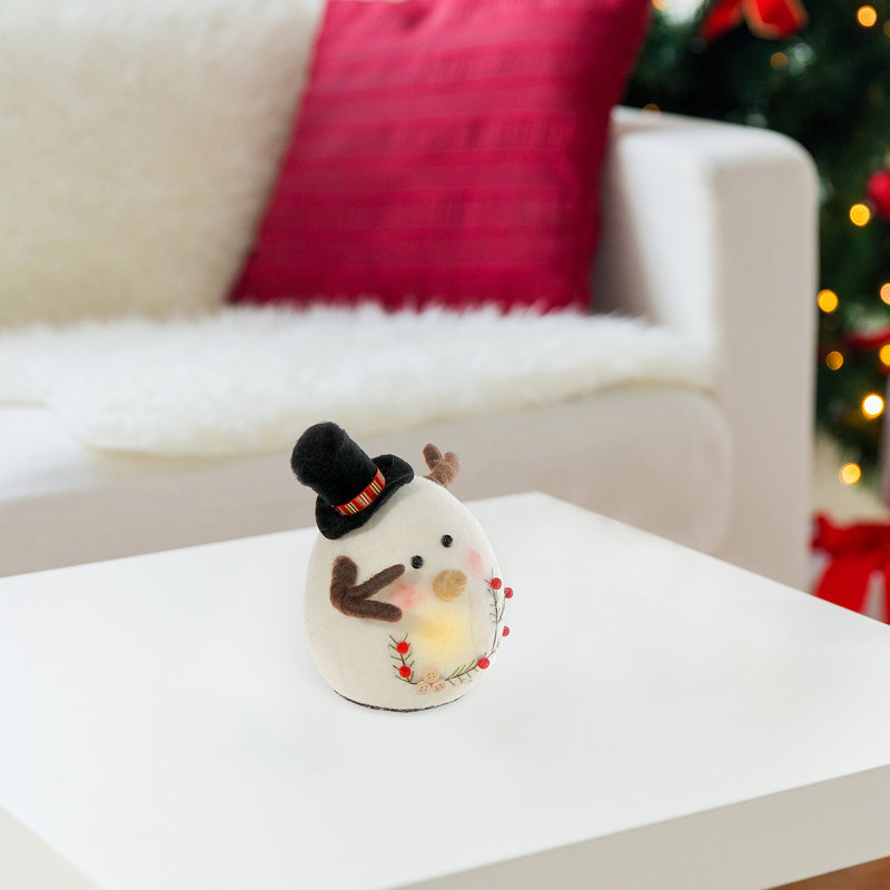 The Holiday Aisle® Led Wool Lit Rounded Snowman | Wayfair