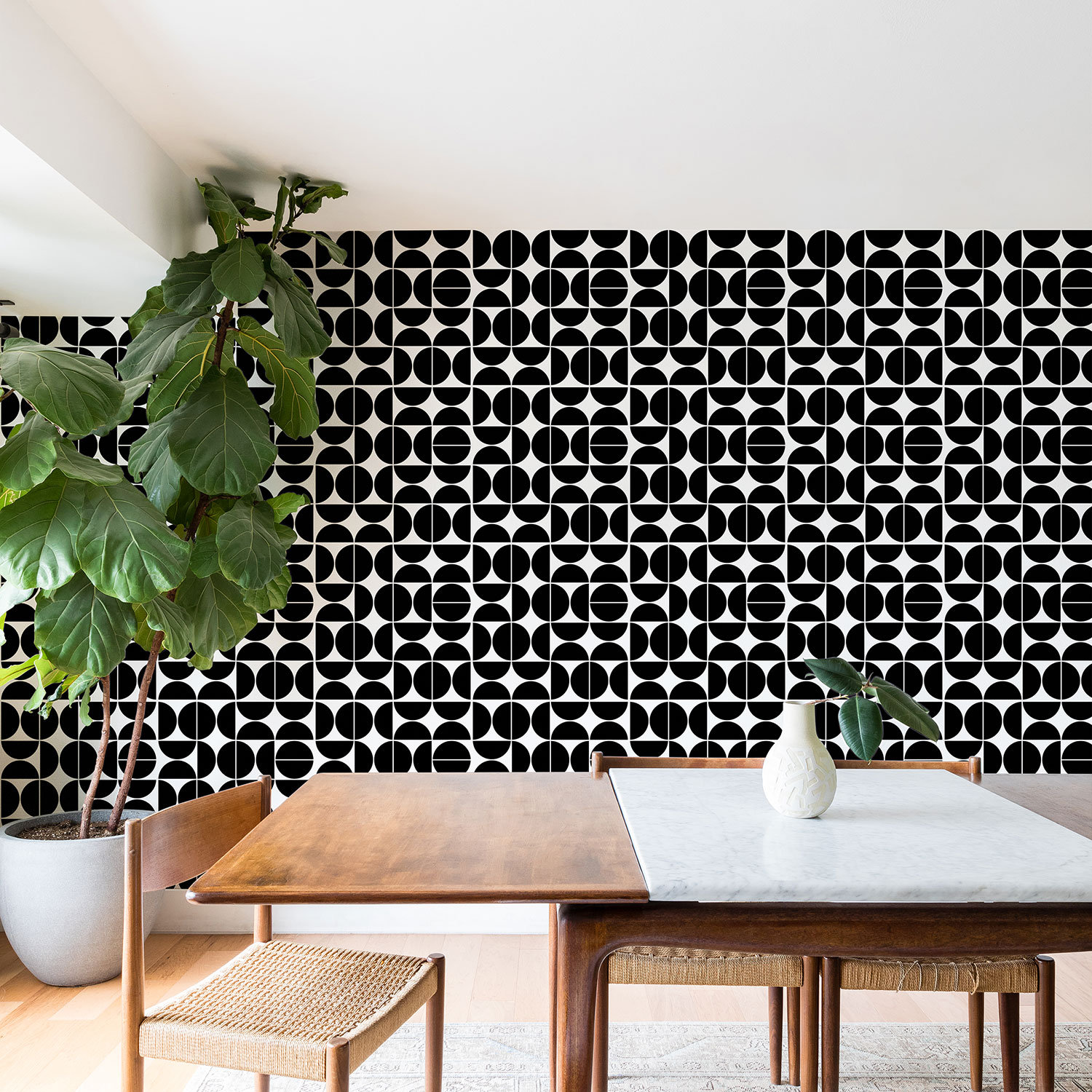 sourcing map Wall Paper Border Self Stick Wall Covering PVC Floor Borders  for Kitchen Bathroom Bedroom Wall Decor Paper, Leaves Pattern Gray Black