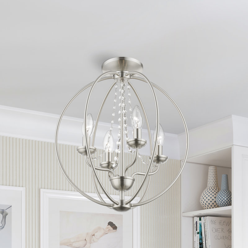 Ledjon 4 - Light Dimmable Globe Chandelier, Brushed Nickel