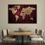 Maroon World Map, reproduction sur toile-1499103568