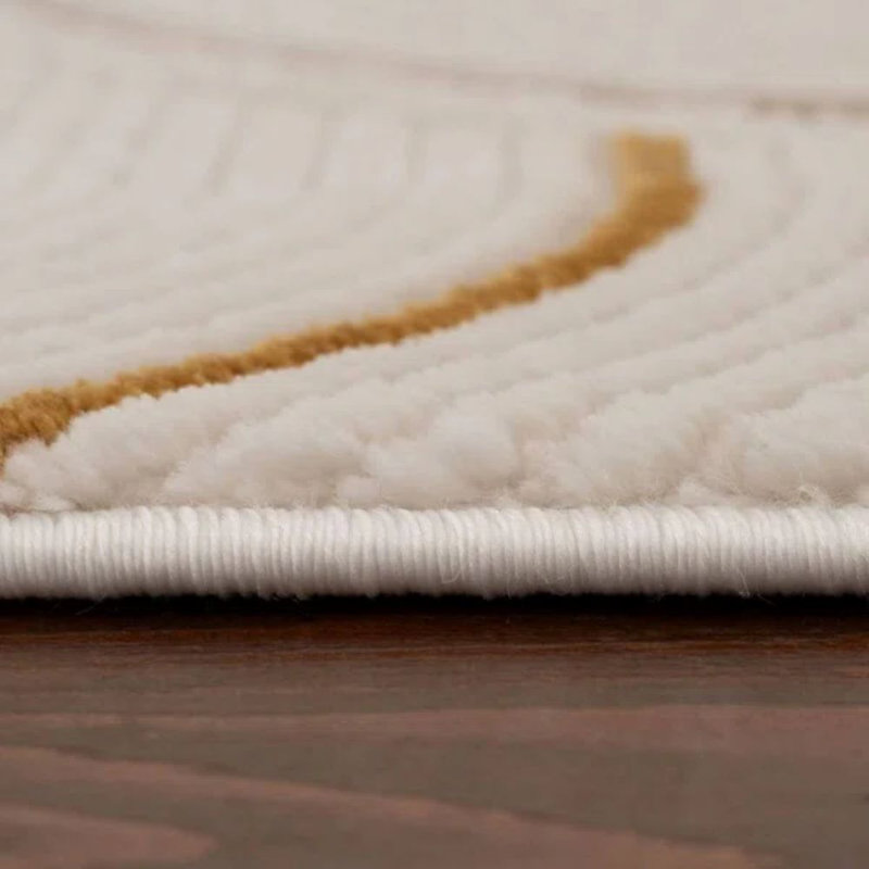 Carmel Modern Arc Cream/Gold Area Rug, Rectangle 80 x 150cm