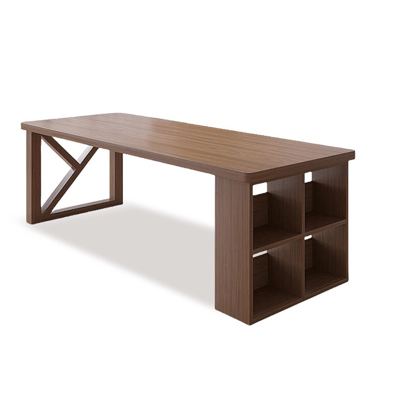 Bureau rectangulaire en bois massif brun noisette, H 29,53 po x l 86,61 po x P 35,43 po