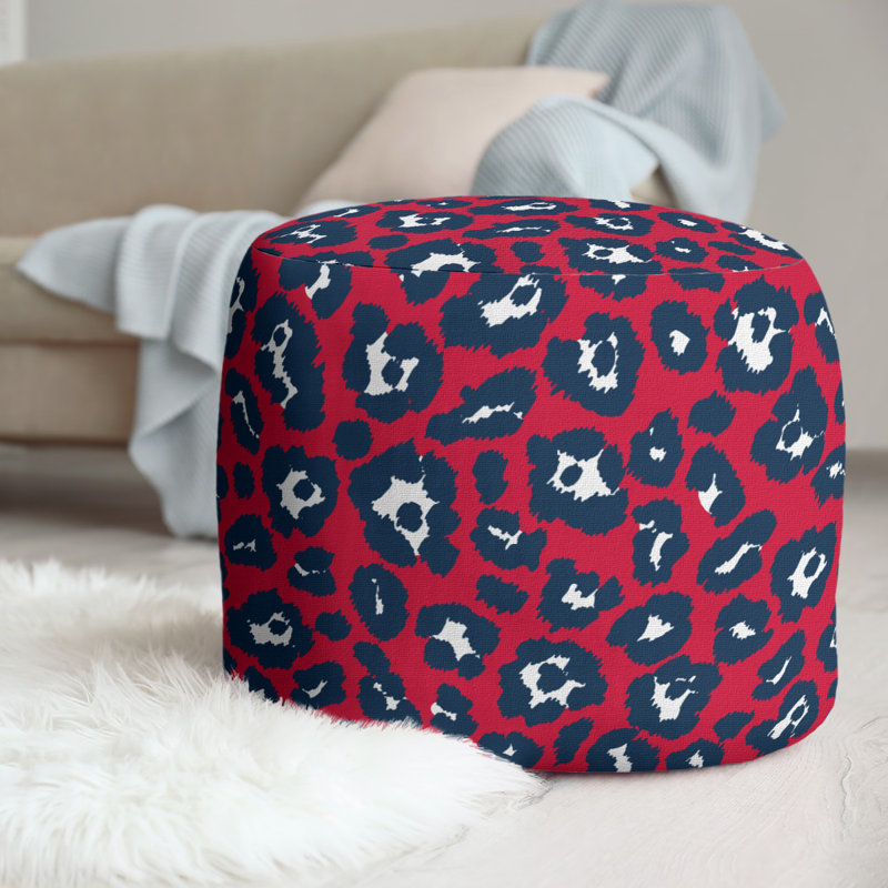 Repose-pieds standard à imprimé animalier 20,5 ", Rouge / Noir / Blanc